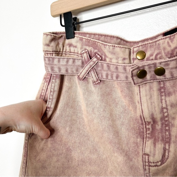 BDG Urban Outfitters Paperbag Cora Belted High Waist Shorts Pink Acid Wash 27 - Picture 10 of 10